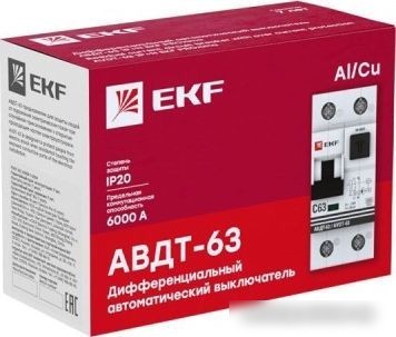 Дифференциальный автомат EKF PROxima АВДТ-63 10А/30мА 6кА DA63-10-30e