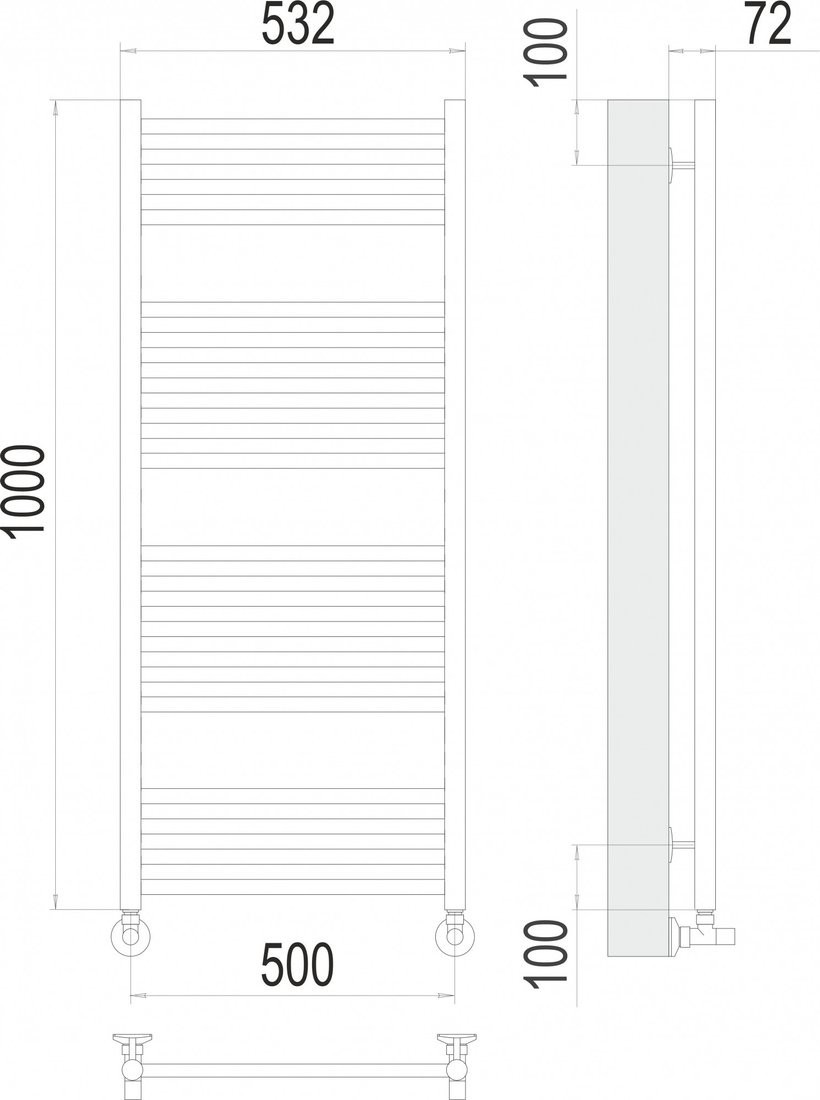 Полотенцесушитель TERMINUS Аврора П20 50x100 RAL 9003
