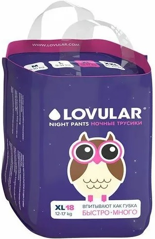 Трусики-подгузники Lovular Night XL 15-17 кг (18 шт)