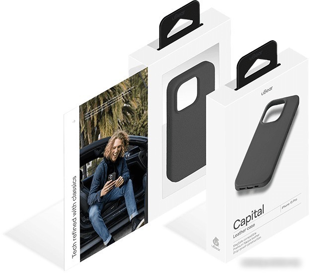 Чехол для телефона uBear Capital Leather для iPhone 15 Pro (черный)