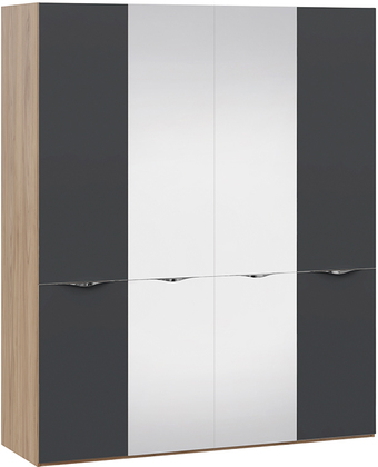 Шкаф распашной Трия Глосс СМ-319.07.442 с 2 зеркальными дв. (яблоня беллуно/графит)