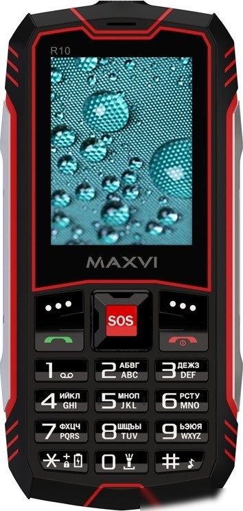 Кнопочный телефон Maxvi R10 (черный/красный)