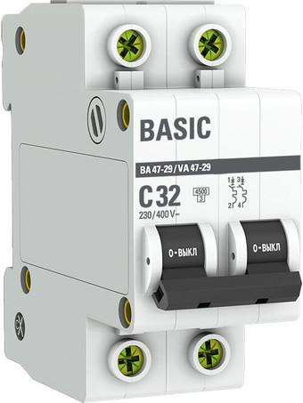 Выключатель автоматический EKF ВА 47-29 2P 32A (C) 4.5кА mcb4729-2-32C