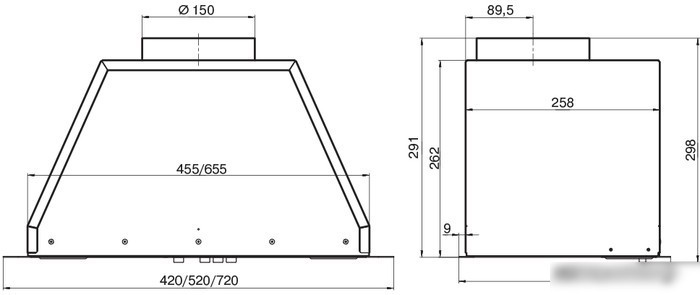 Кухонная вытяжка Elikor Врезной блок Flat 52П-650-К3Д (черный)