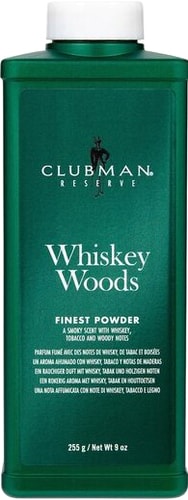 Тальк для бороды Clubman Универсальный с запахом виски Whiskey Woods Powder 255 г