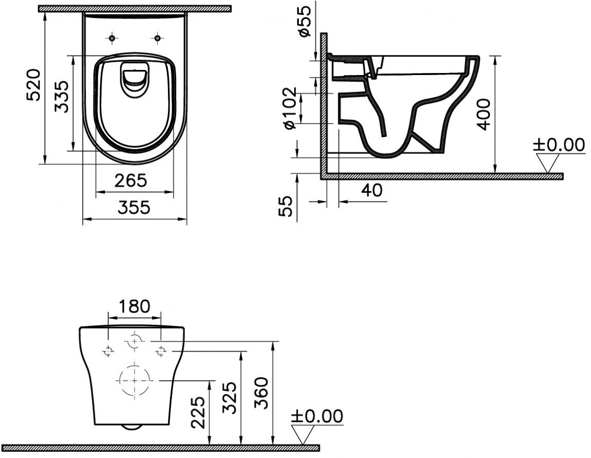 Унитаз подвесной Vitra Zentrum Round 7786B003-0075