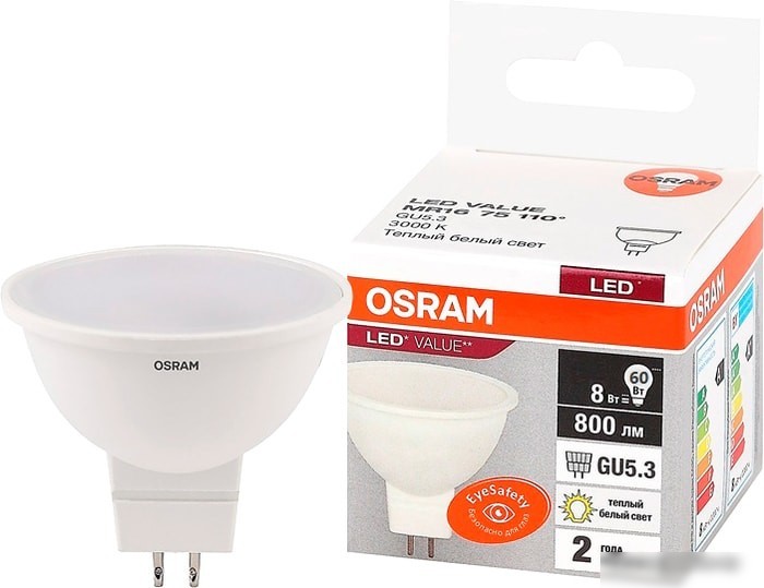 Светодиодная лампа Osram LV MR1675 10 SW/830 230V GU5.3 10X1 RU
