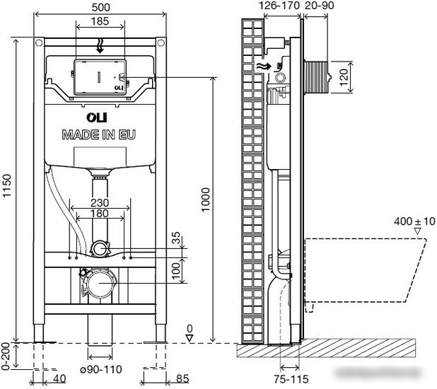 Инсталляция для унитаза OLI OLI120 Plus Механика OLIpure (Fresh) [152972]