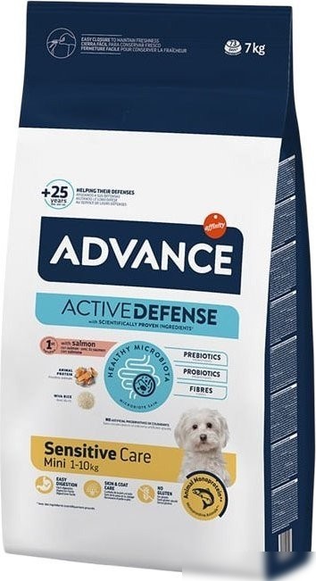 Сухой корм для собак Advance Mini Sensitive с лососем и рисом 7 кг