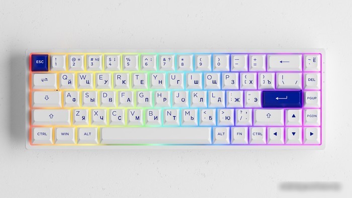 Клавиатура Akko 3068B Plus White & Blue (Akko CS Jelly Pink)