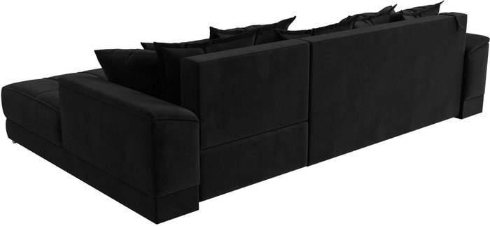 Угловой диван Лига диванов НордСтар правый 121112 (велюр черный/подушки велюр черный)