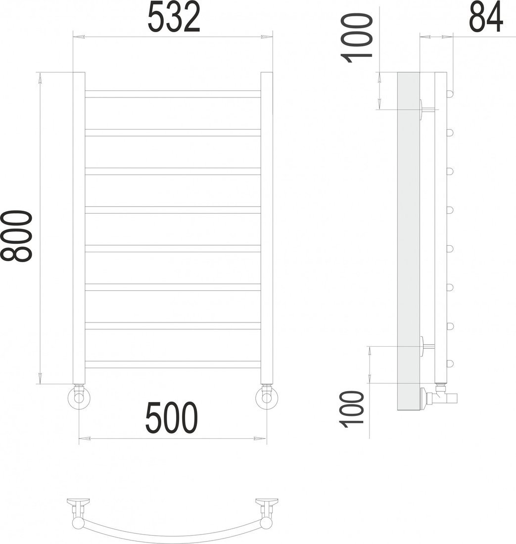 Полотенцесушитель TERMINUS Классик П8 500x800 (RAL 9003)