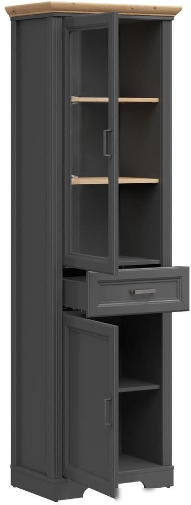 Шкаф-витрина BRW Jasmin REG1W1D1S (графит/дуб артизан)