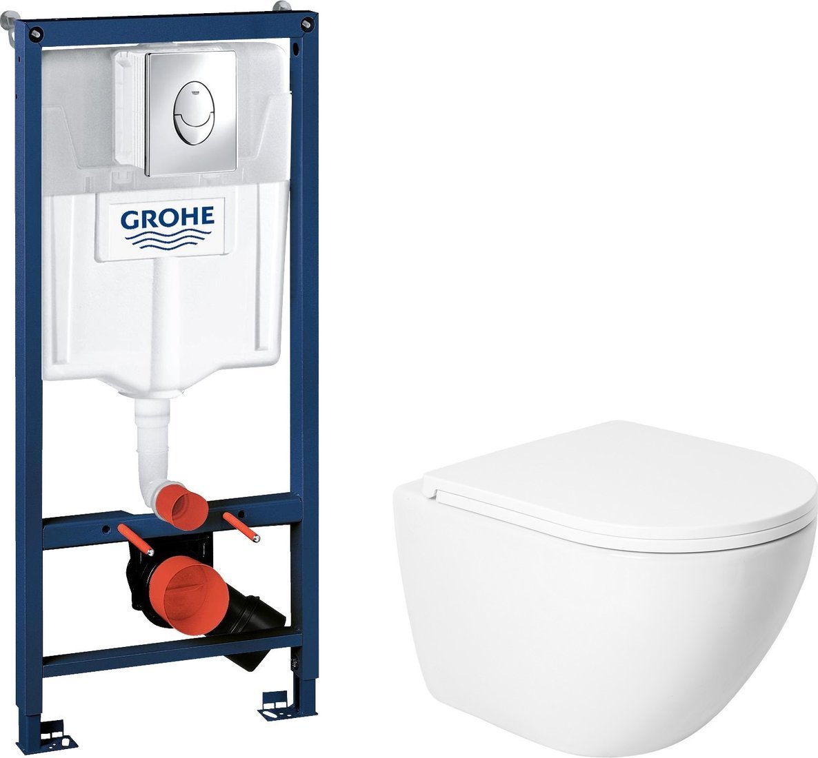 Унитаз подвесной Saniteco KW-9003W Single Hole + GROHE Rapid SL 38721001