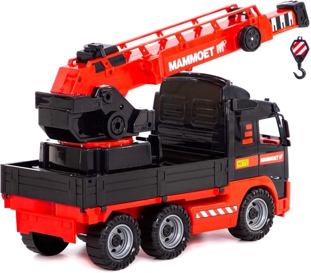 Игрушечный транспорт Полесье Mammoet Volvo автомобиль-кран 56986 (черный/красный)