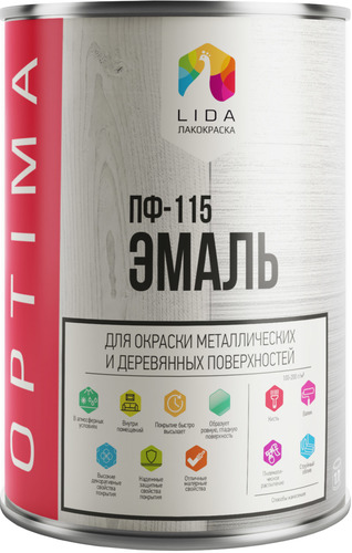 Эмаль LIDA ПФ-115 Optima 2 кг (серый)