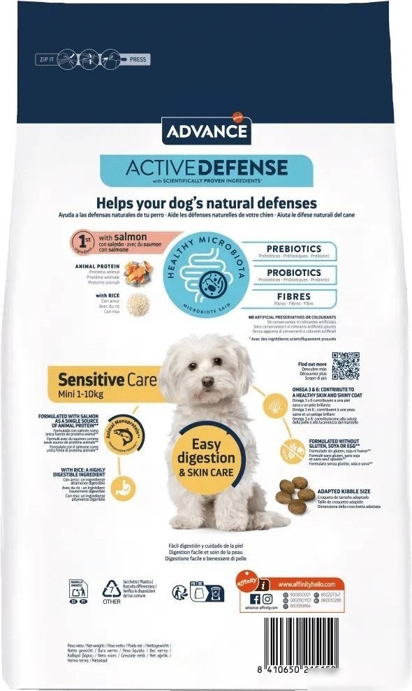 Сухой корм для собак Advance Mini Sensitive с лососем и рисом 1.5 кг