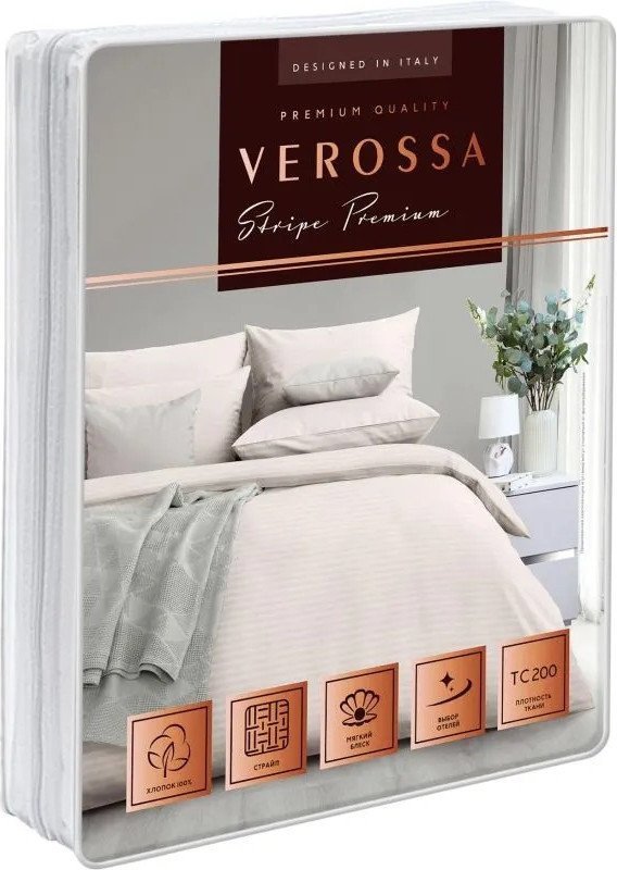 Семейный комплект постельного белья Verossa Stripe Семейный 50x70/70x70 925710 (Antique White)