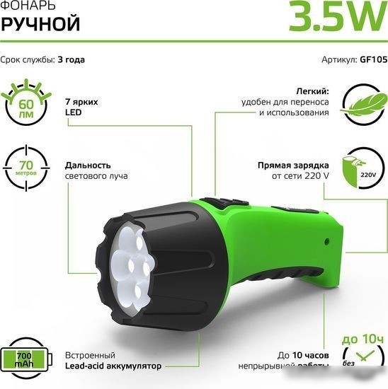 Фонарь Gauss GFL105