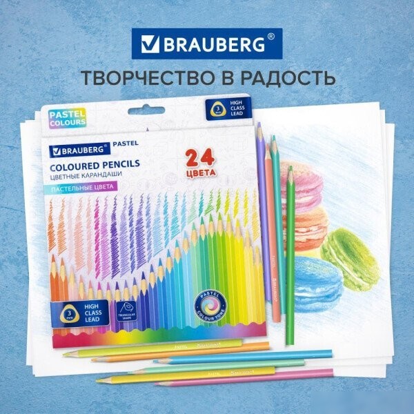 Набор цветных карандашей BRAUBERG Pastel 181851 (24 шт)