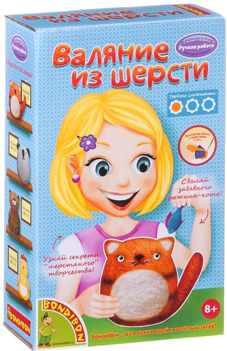 Набор для создания поделок/игрушек Bondibon Валяние из шерсти. Котейка ВВ1573