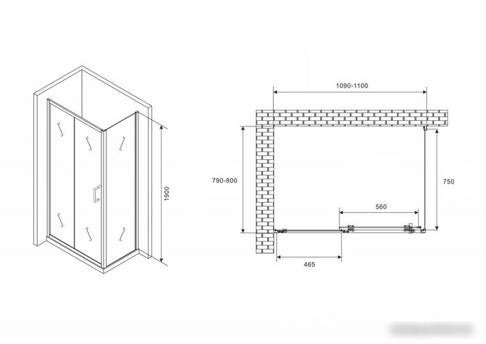 Душевой уголок Abber Schwarzer Diamant AG301105-S805
