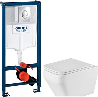 Унитаз подвесной Grossman GR-4410SQ + GROHE Rapid SL 38721001 (с кнопкой)