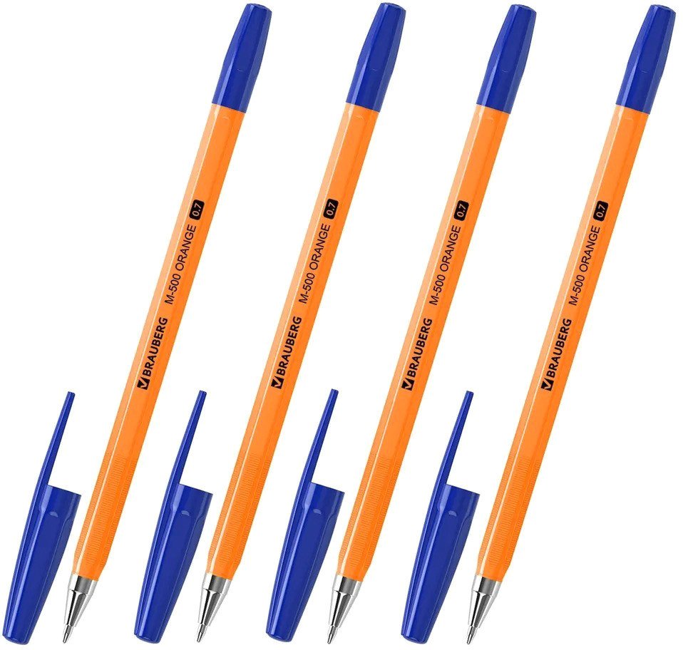 Набор шариковых ручек BRAUBERG M-500 Orange 143950 (4 шт)