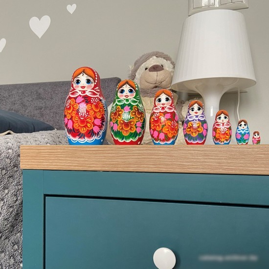 Развивающая игра Брестская Матрешка Классическая с лилиями и колокольчиками (набор 7 шт)