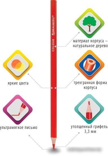 Набор цветных карандашей BRAUBERG 181653 (24 шт.)
