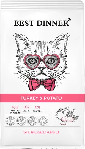 Сухой корм для кошек Best Dinner Adult Sterilised Turkey & Potato (10кг)