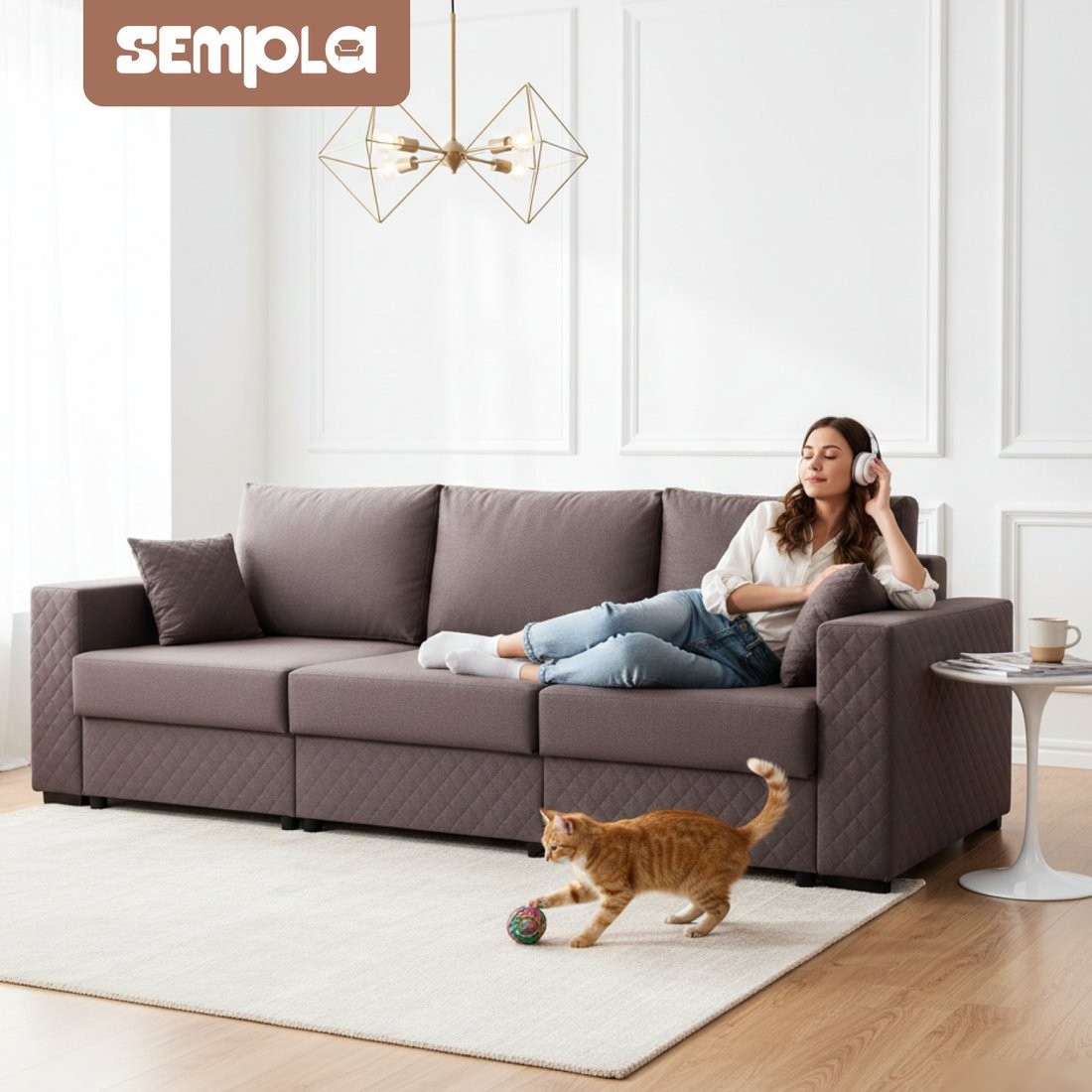 Диван Sempla Неаполь 1 (альба светло-коричневый)