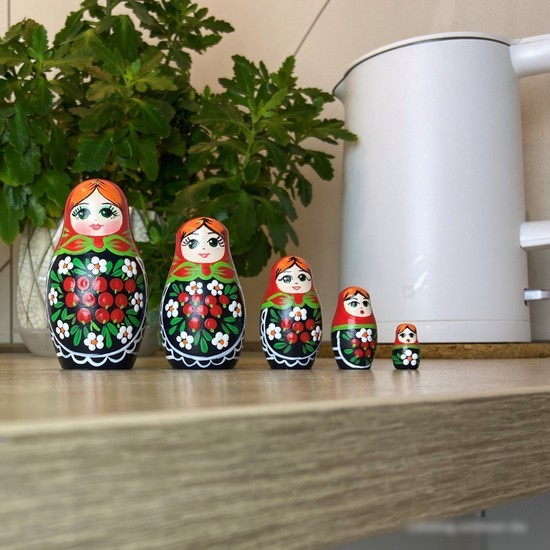 Развивающая игра Брестская Матрешка C ветвями рябины и ромашками (набор 5 шт)