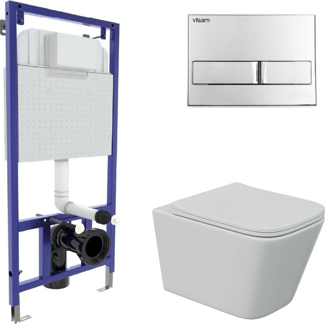 Унитаз подвесной Berges Wasserhaus Floe S Rimless + Visam Slim 525 EX-043242 (с сиденьем)