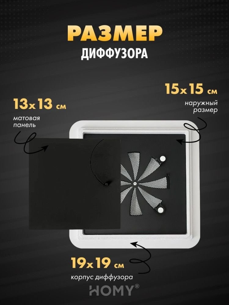 Вентиляционная решетка HOMY AIR квадратный AS100BR 15x15 (черная)