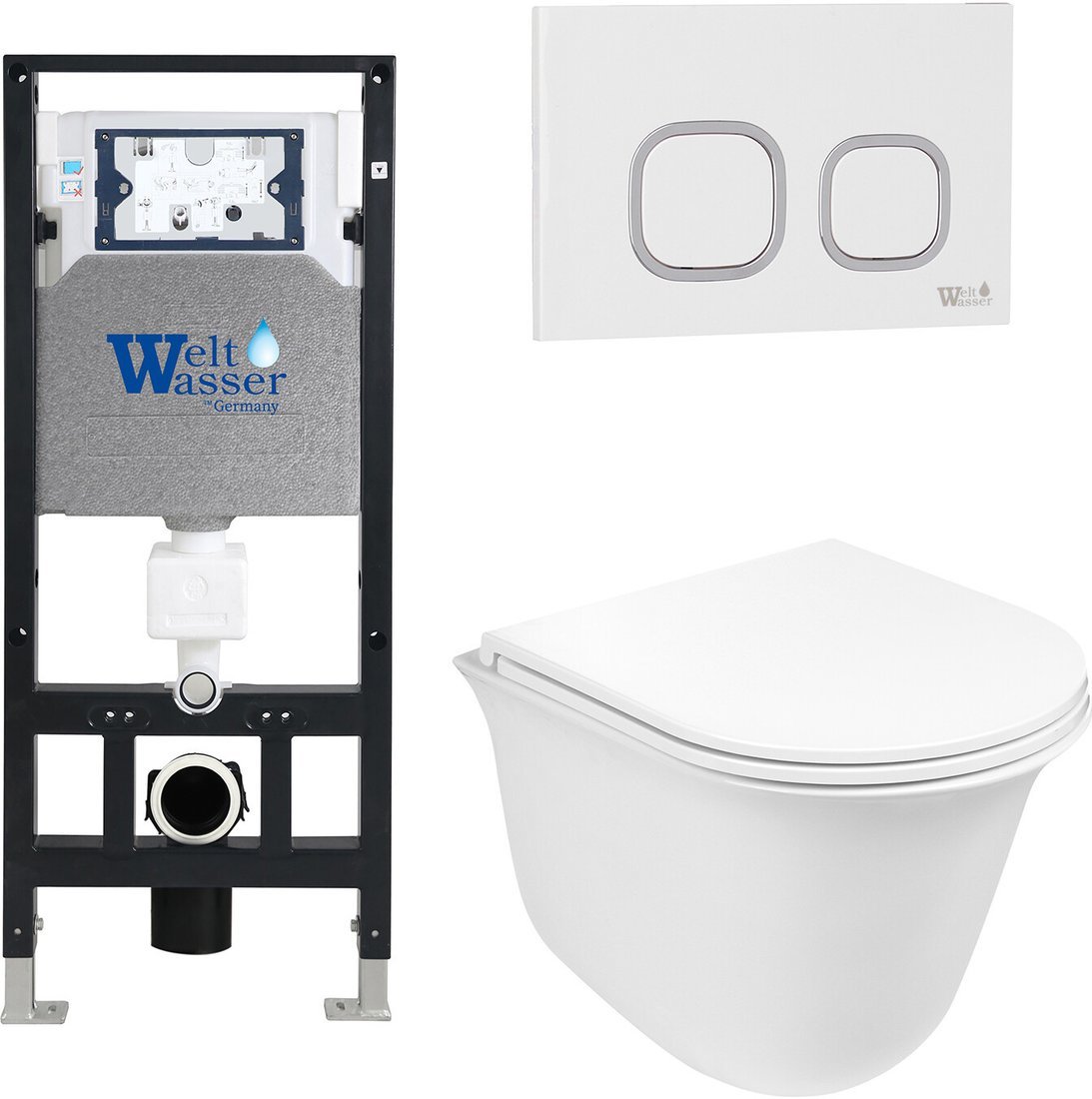 Унитаз подвесной WeltWasser Amberg 506 + Telbach 004 GL-WT + Amberg RD-WT
