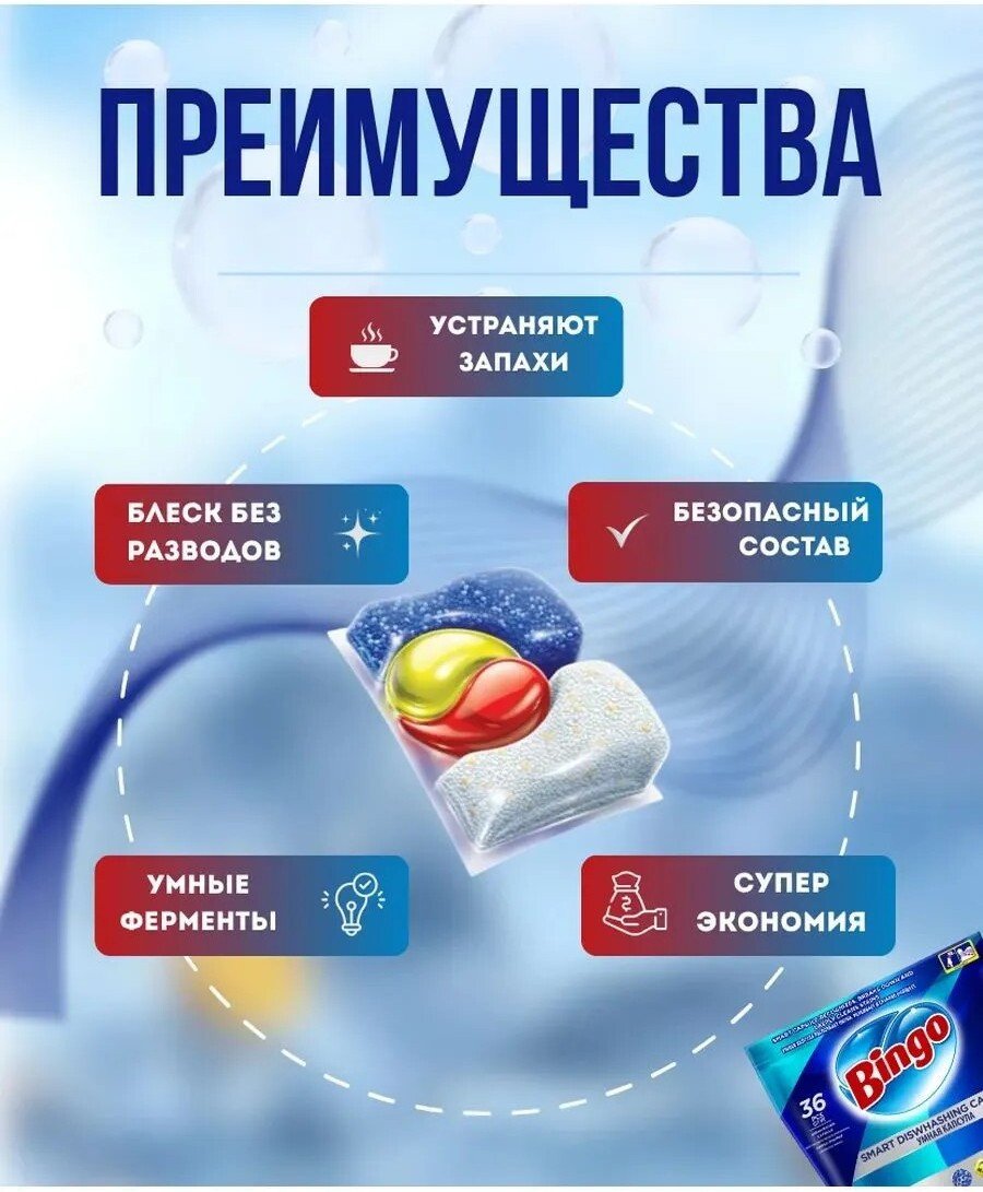Капсулы для посудомоечной машины Bingo Pro All in 1 Lemon (36 шт)