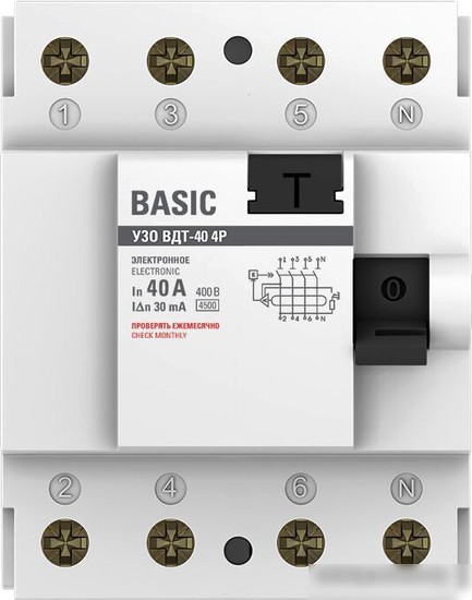 Устройство защитного отключения EKF Basic ВД-40 4P 40А 30мА elcb-4-40-30e-sim