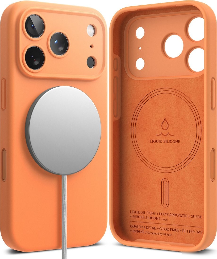 Чехол для телефона Ringke Silicone Magnetic для iPhone 17 Pro (Tangerine)
