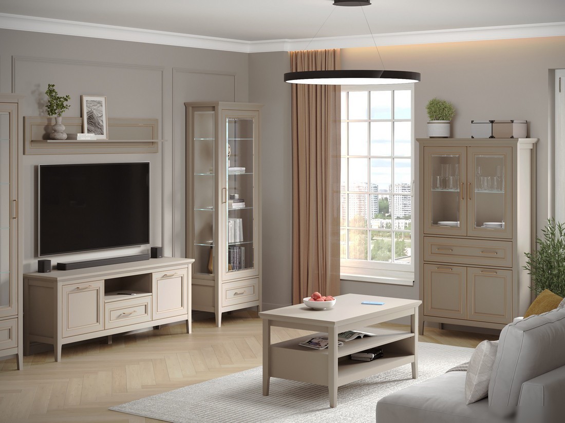Шкаф-витрина BRW Classic REG2W2D1S/170 (глиняный серый)