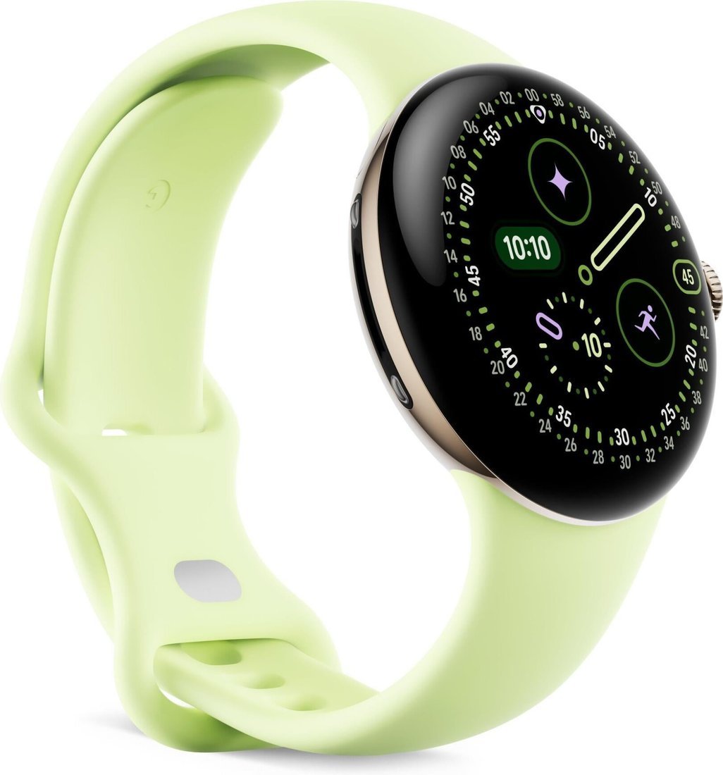 Умные часы Google Pixel Watch 4 41 мм (глянцевый золотистый/лемонграсс, спортивный силиконовый ремешок)