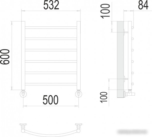 Полотенцесушитель TERMINUS Классик П6 500x600 нп (золото)