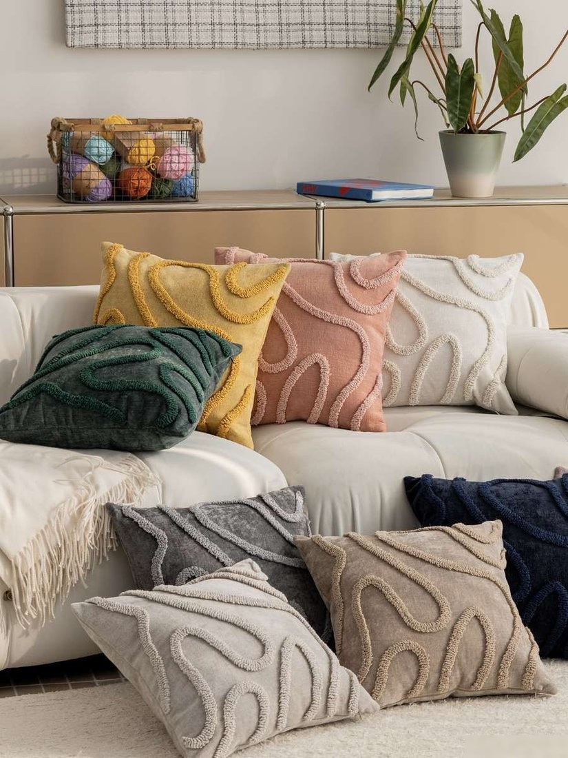 Чехол на подушку Matex Tufted Lines Линии ALEX-34 (светло-серый)
