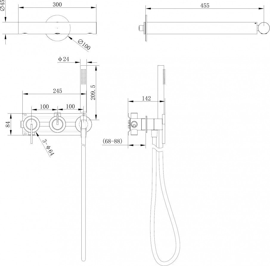 Душевая система Abber Perfekte 316 AF8A18BG (золото брашированнjt)