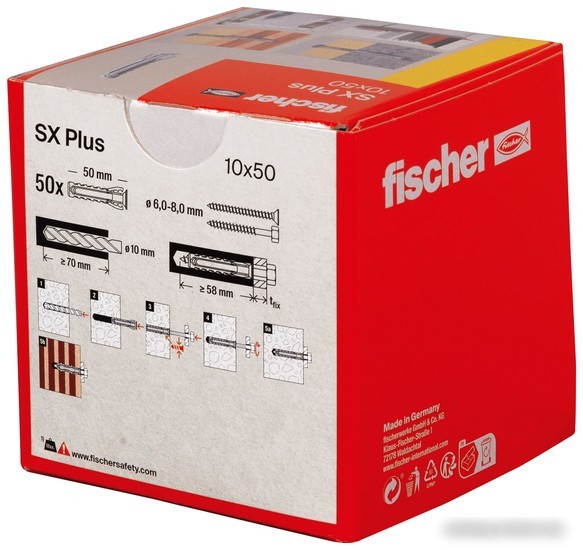 Дюбель универсальный Fischer SX Plus 10X50 568010 (50 шт)