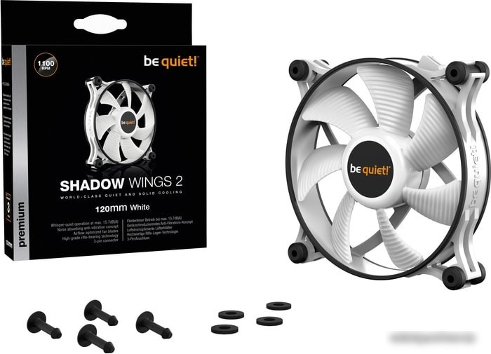 Вентилятор для корпуса be quiet! Shadow Wings 2 120mm White BL088