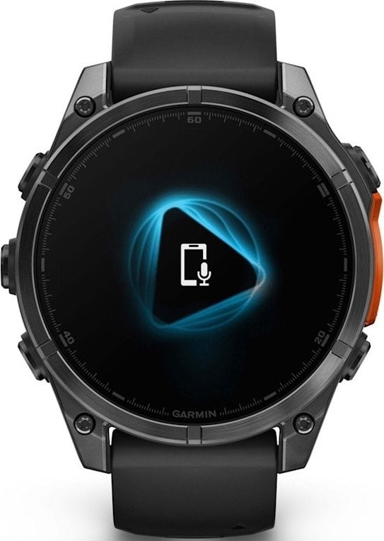 Умные часы Garmin Fenix 8 47мм (серый, черный силиконовый ремешок)