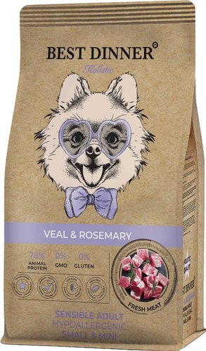 Сухой корм для собак Best Dinner Holistic Adult Sensible Hypoallergenic Small&Mini Veal&Rosemar (10 кг)