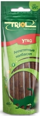 Лакомство для кошек Triol Колбаски из утки (40 г)