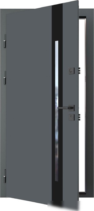 Металлическая дверь Guard Inox Black 2 96x205 (левая, Ral 7016/экосатин белый)